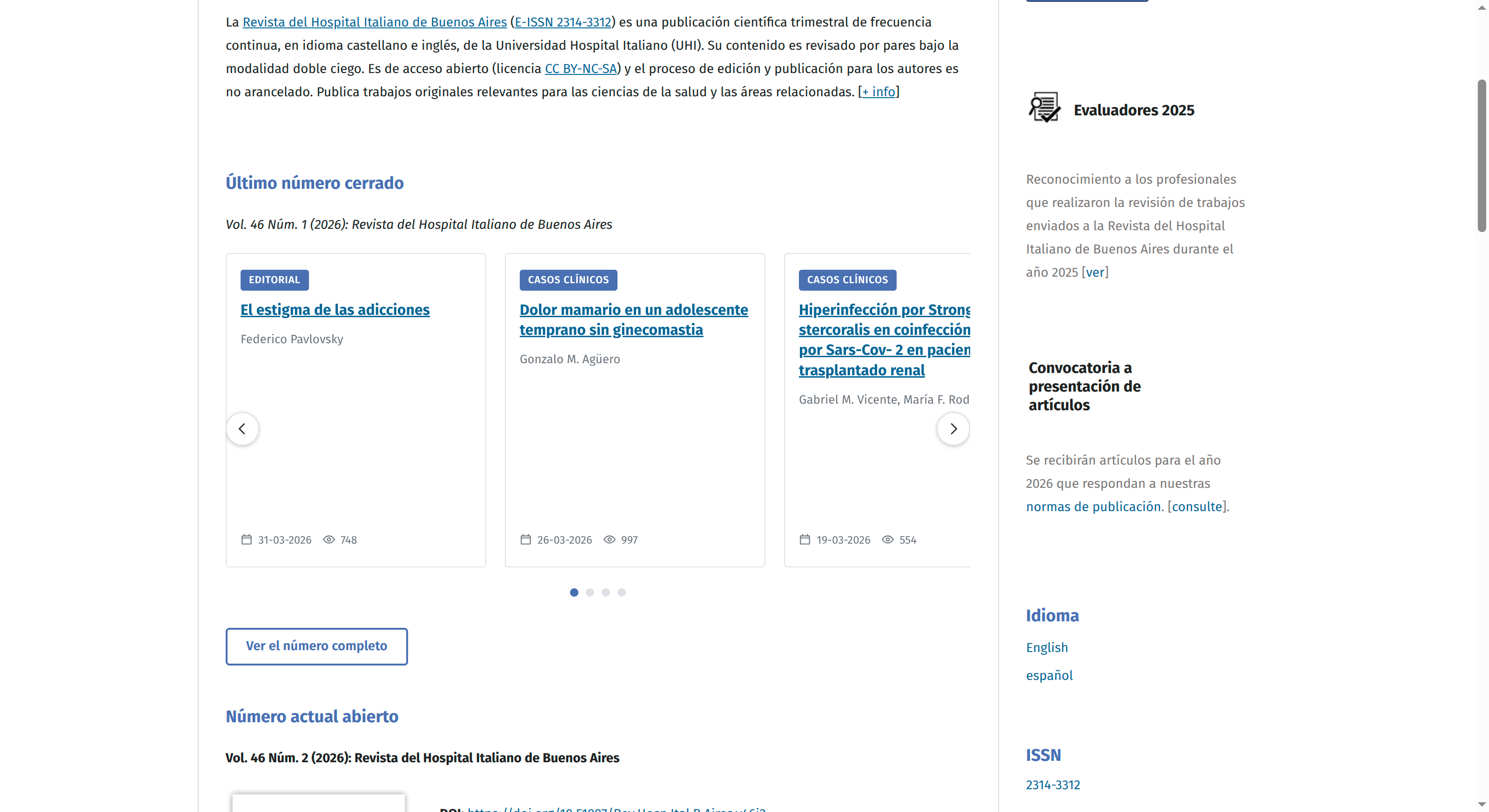 Carrusel del último número cerrado en la portada